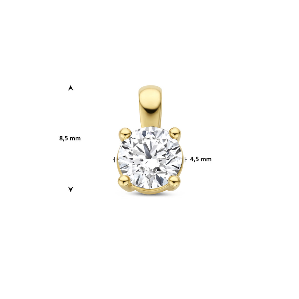 Anhänger Labordiamant 0.25ct G VS 8,5 mm 14K Gelbgold