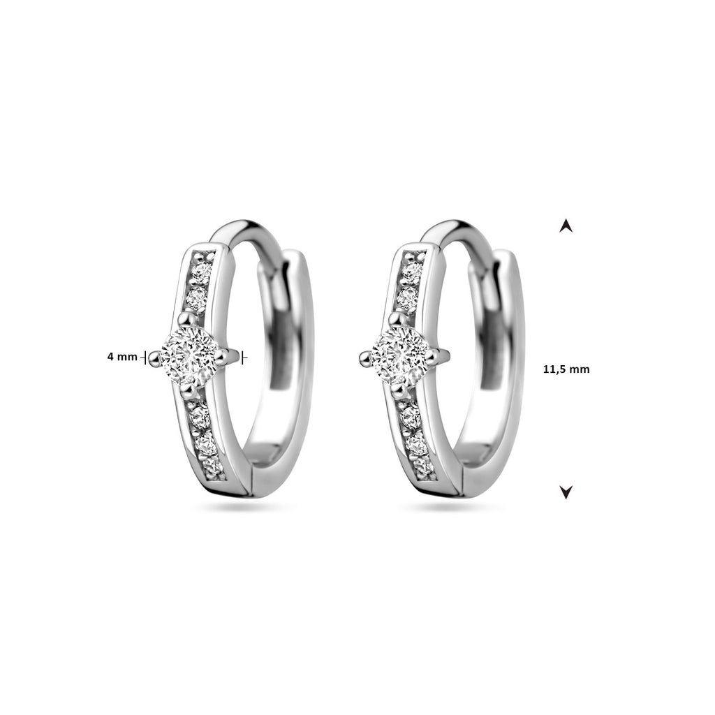 klapoorringen zirkonia 11,3 mm zilver gerhodineerd