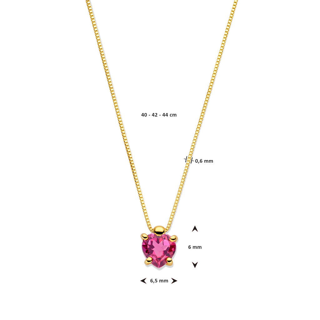Halskette Herz Rhodolit 40 - 42 - 44 cm 14K Gelbgold