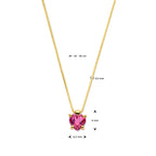 Halskette Herz Rhodolit 40 - 42 - 44 cm 14K Gelbgold
