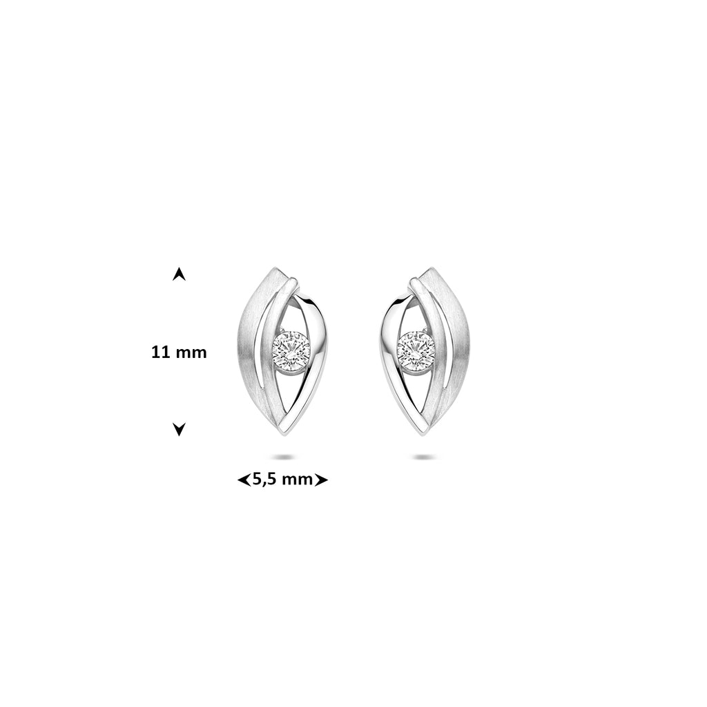 oorknoppen zirkonia zilver gerhodineerd