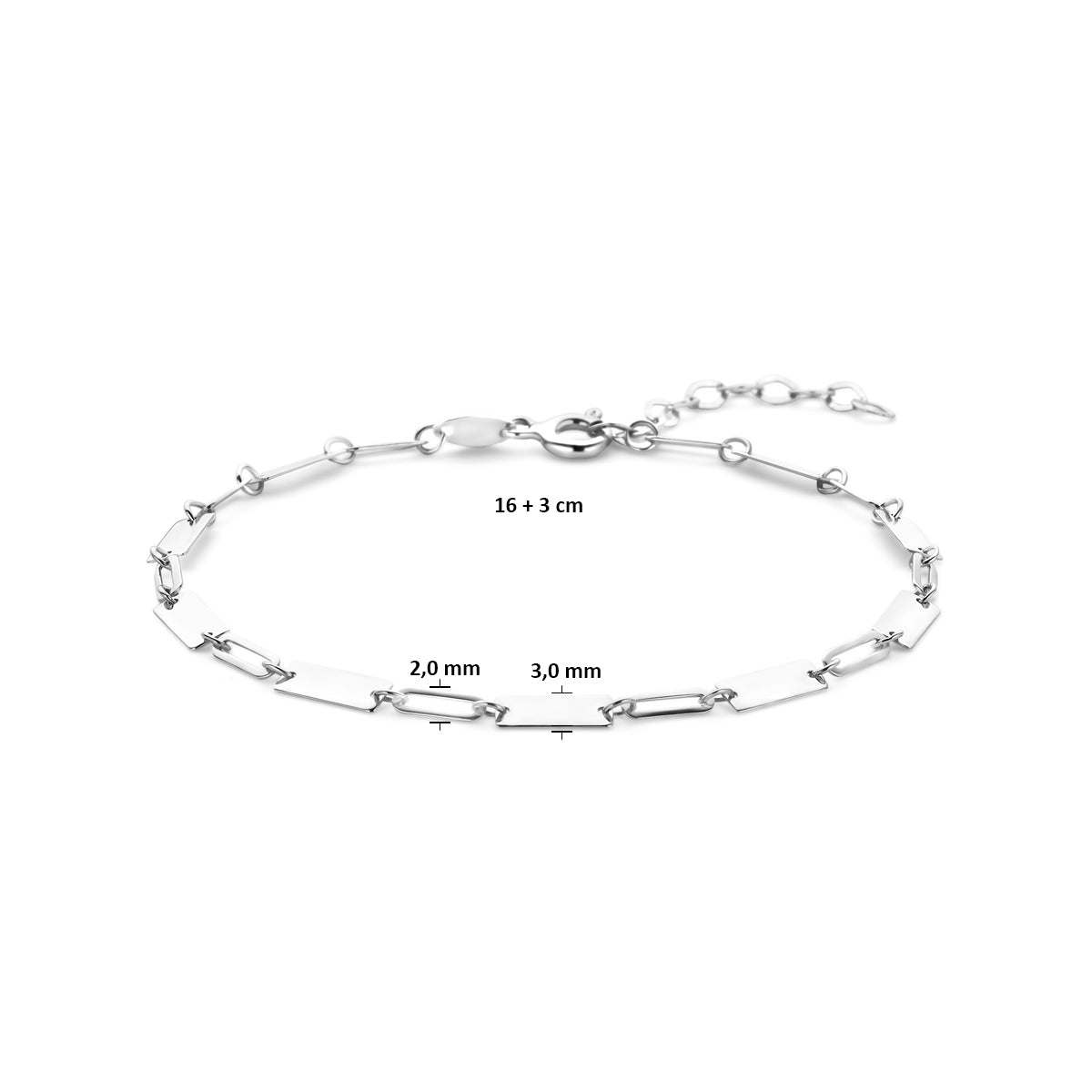 Armband 16 + 3 cm Silber rhodiniert