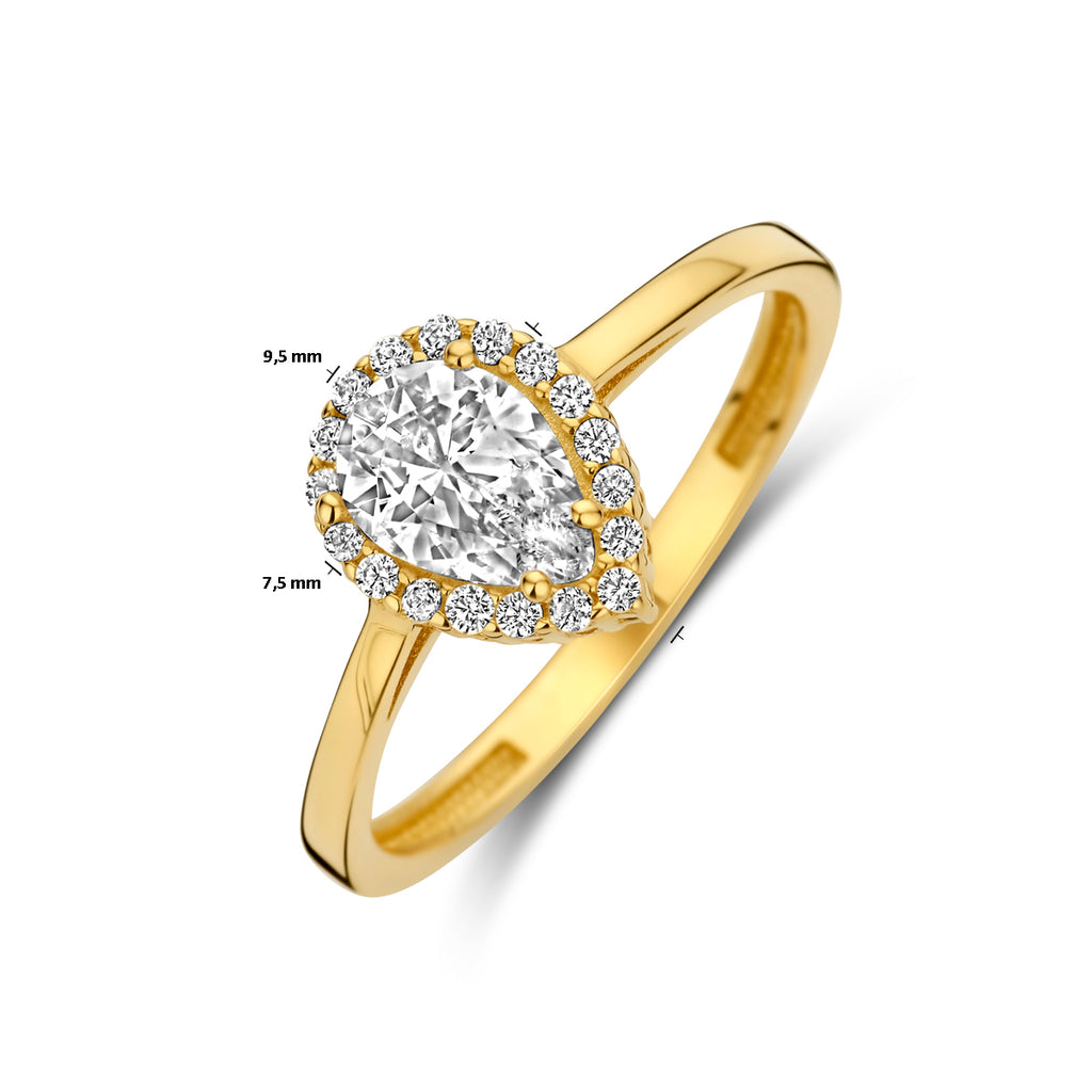 Ring Zirkonia Halo 14K Gelbgold