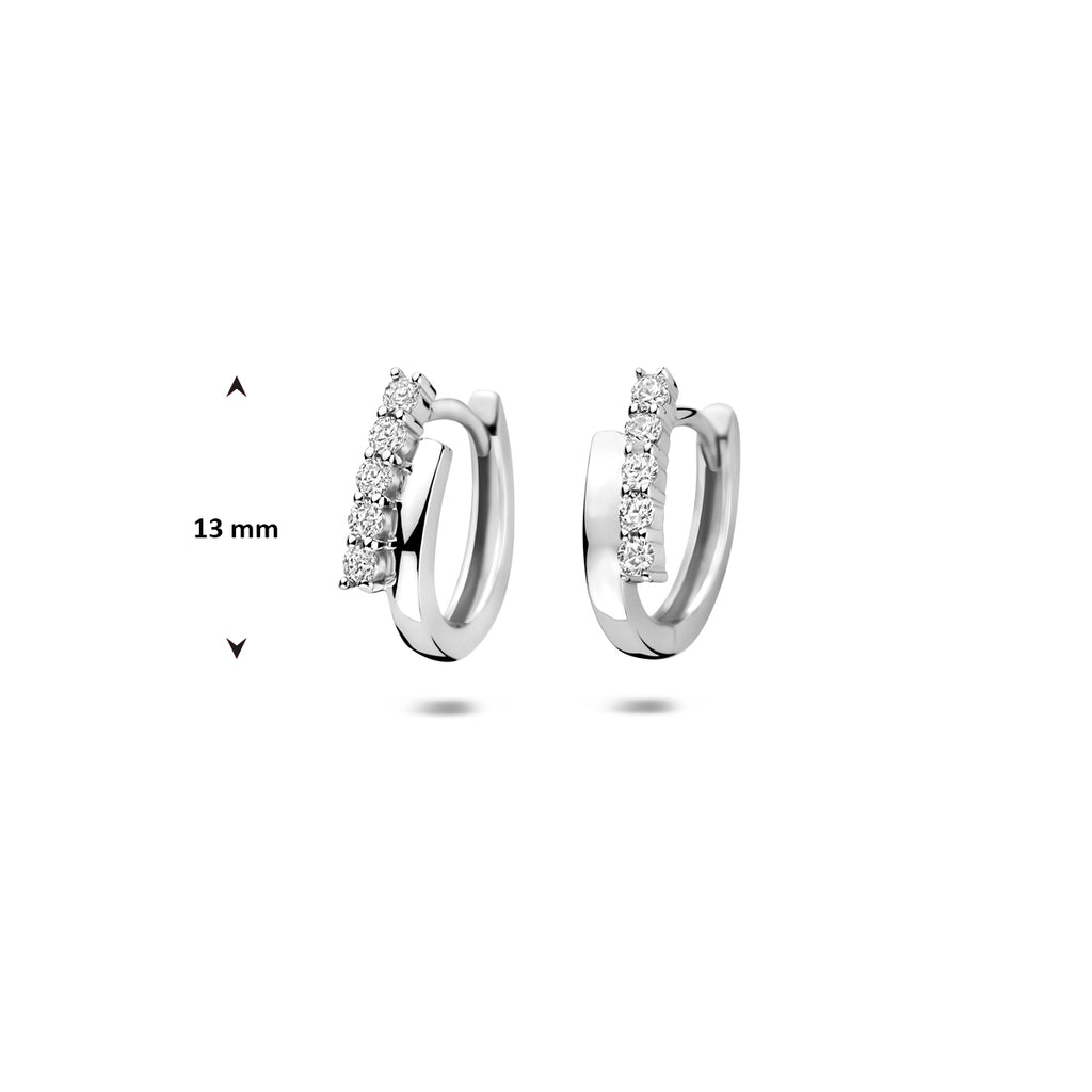 klapoorringen zirkonia 13 mm zilver gerhodineerd