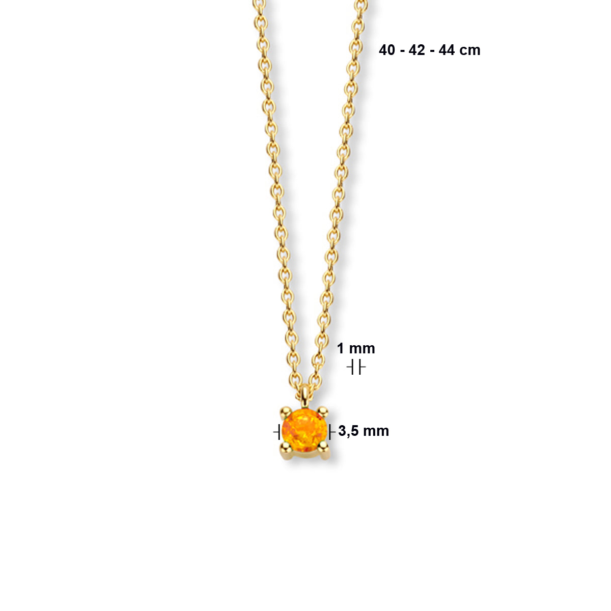 Collier met geboortesteen 40 - 42 - 44 cm 14K geelgoud
