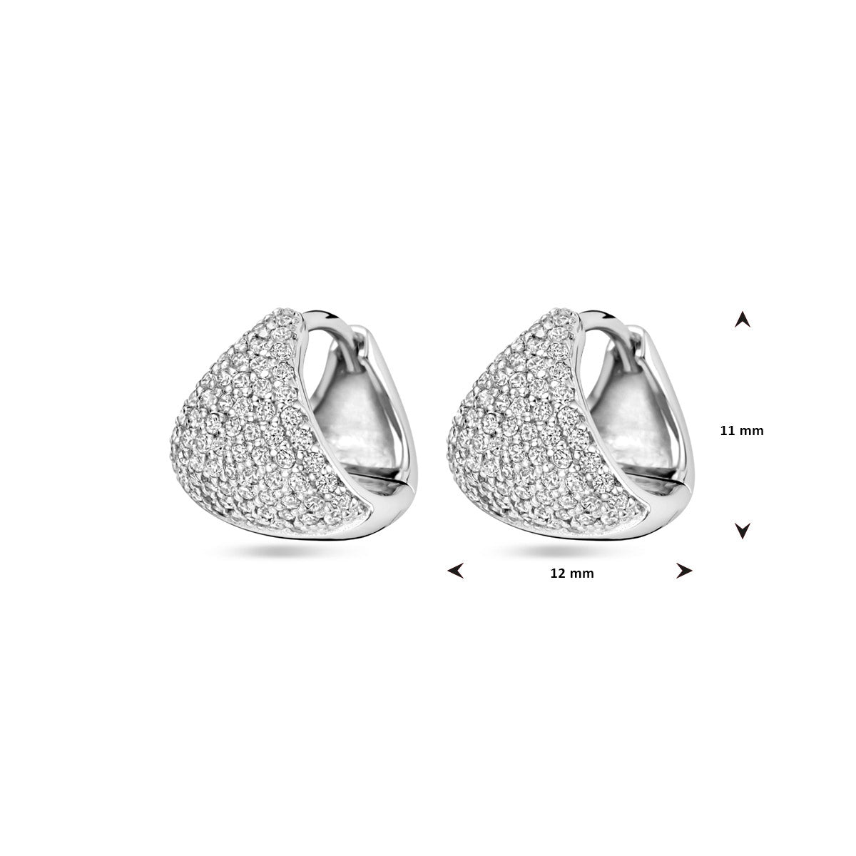 Klappcreolen Zirkonia 11 mm Silber rhodiniert