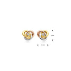oorknoppen zirkonia 7 mm 14K tricolor goud