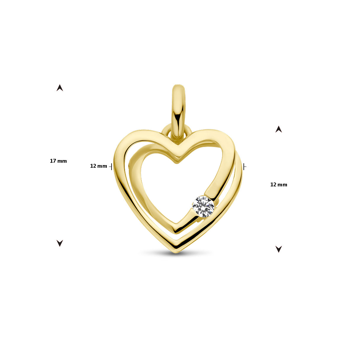 hanger hartje zirkonia 14K geelgoud
