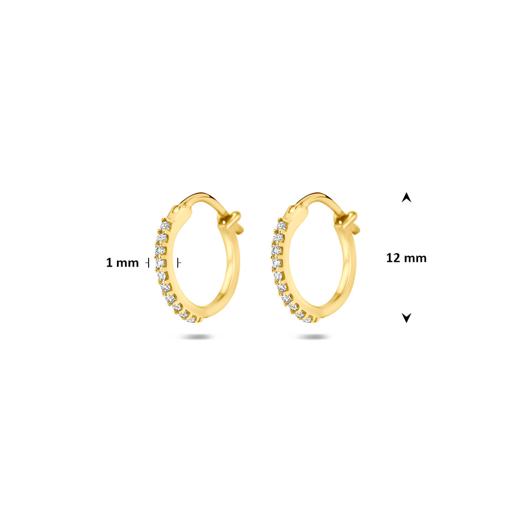 oorringen zirkonia buis 1 mm 14K geelgoud