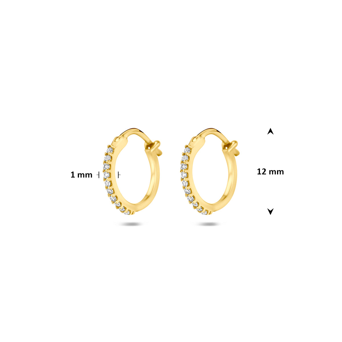 oorringen zirkonia buis 1 mm 14K geelgoud