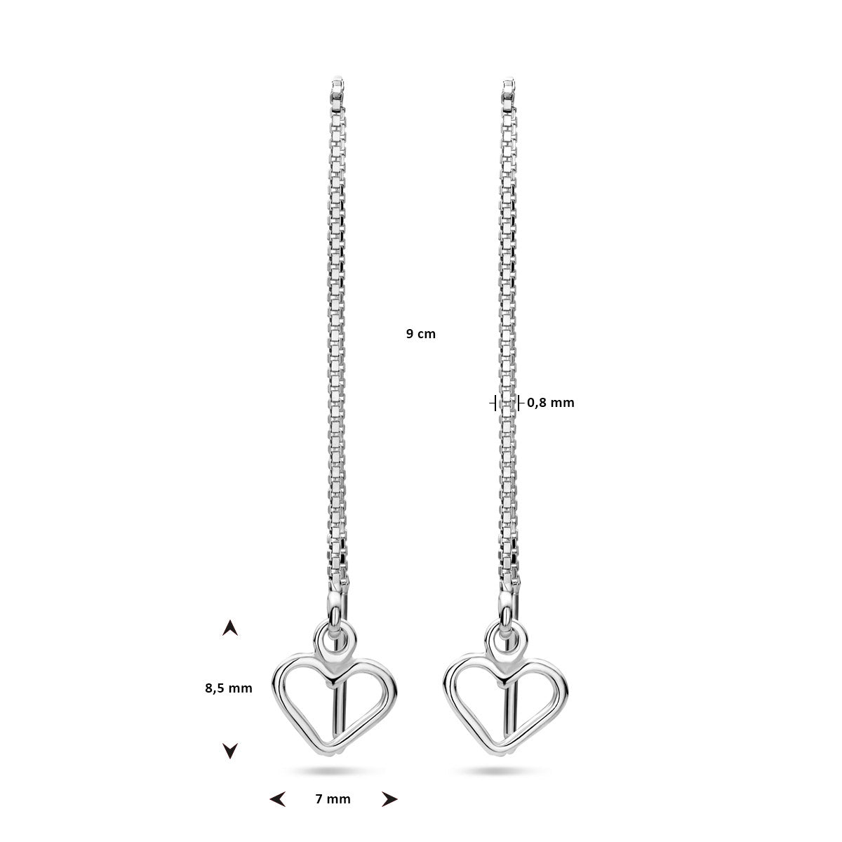 doortrekoorbellen hart zilver gerhodineerd