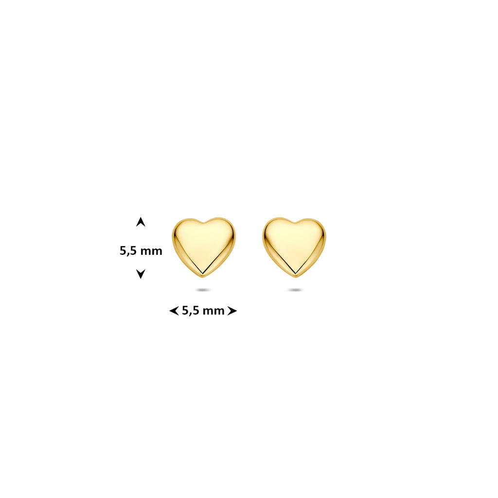 oorknoppen hartje 5,5 mm 1 micron zilver verguld (geel)