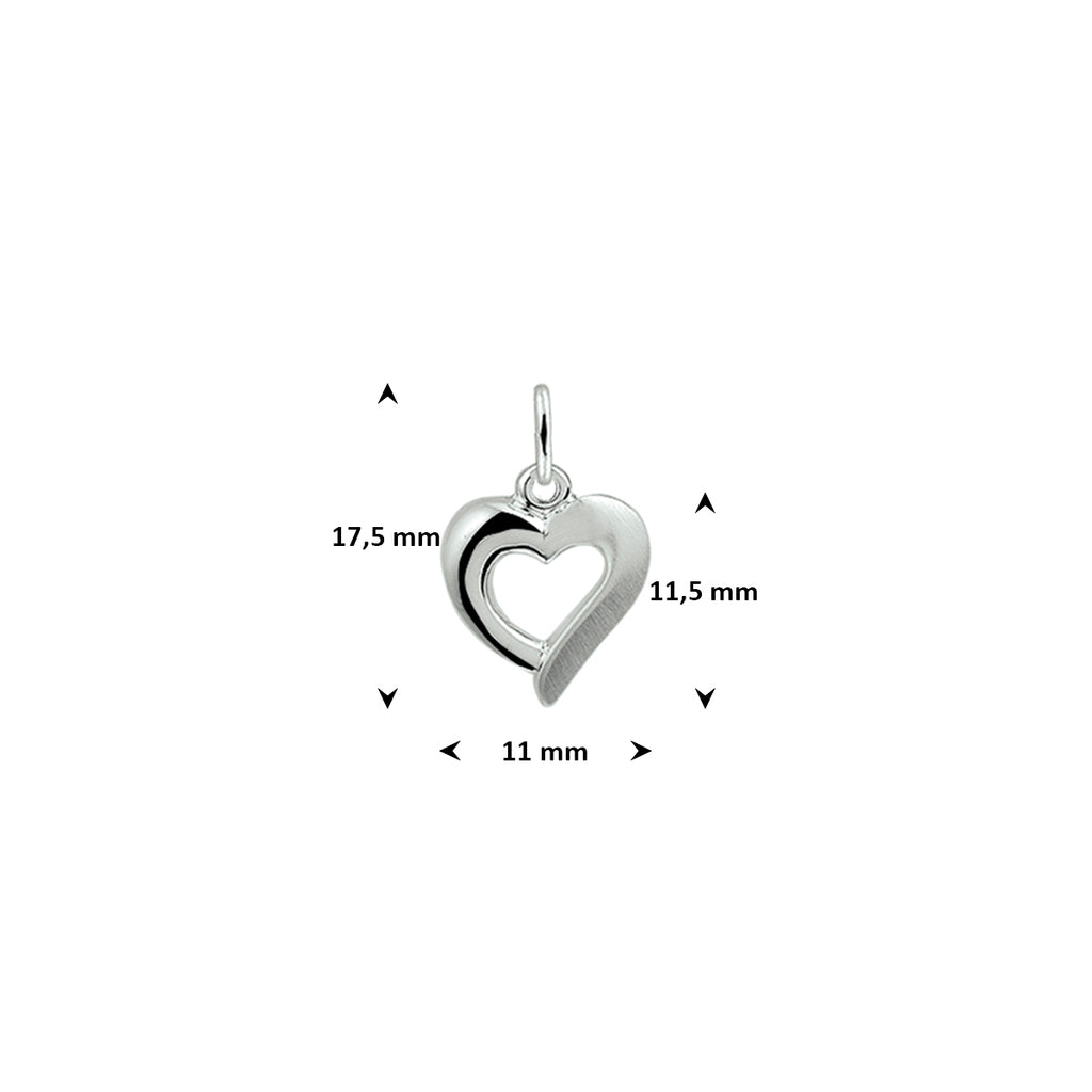 hanger hart poli/mat zilver gerhodineerd