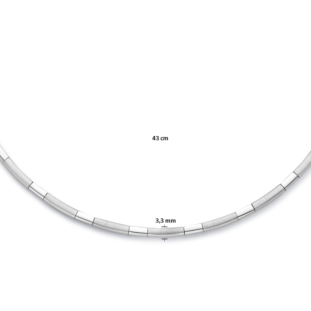 Halskette, Halsreif, 3,3 mm, 43 cm, Poly/Mattsilber, rhodiniert