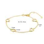 armband hartjes 16 - 17,5 - 19 cm 14K geelgoud