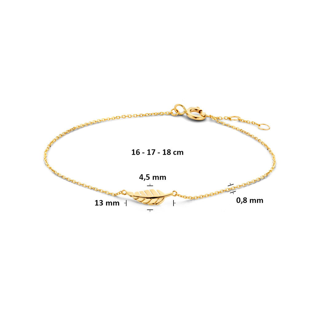 9 Karat Armband Feder 16 - 17 - 18 cm 9K Gelb