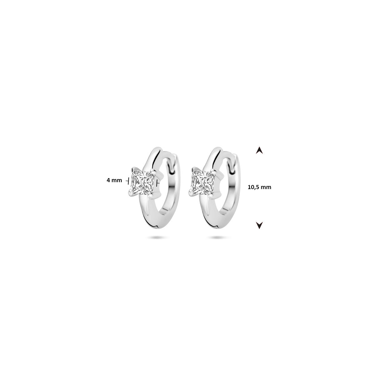 Klappohrringe Zirkonia 10,5 mm Silber rhodiniert