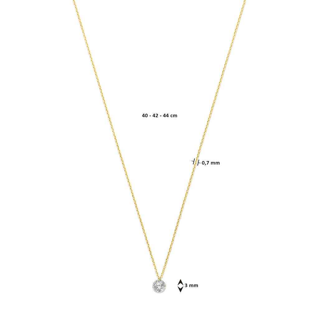collier lab grown diamant 40 - 42 - 44 cm 0.25ct g si 14K geelgoud - rond