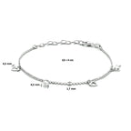 enkelbandje hartjes 18 + 4 cm zilver gerhodineerd