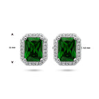 oorknoppen groen en wit zirkonia halo zilver gerhodineerd