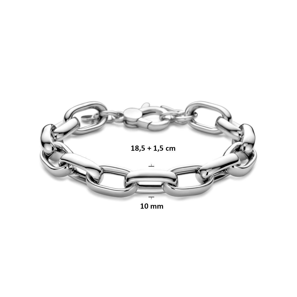 Armband 10 mm 18,5 + 1,5 cm Silber rhodiniert