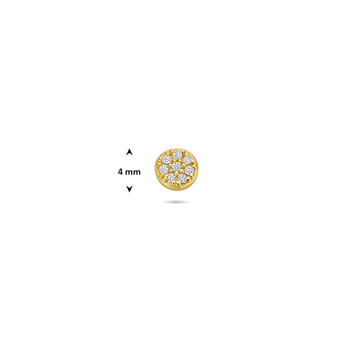 flat back piercing rond zirkonia 4 mm 1 micron zilver verguld (geel)