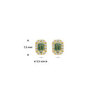 oorknoppen groen amethist en lab grown diamant 0.16ct (2x 0.08ct) f vs 7,5 mm 14K geelgoud