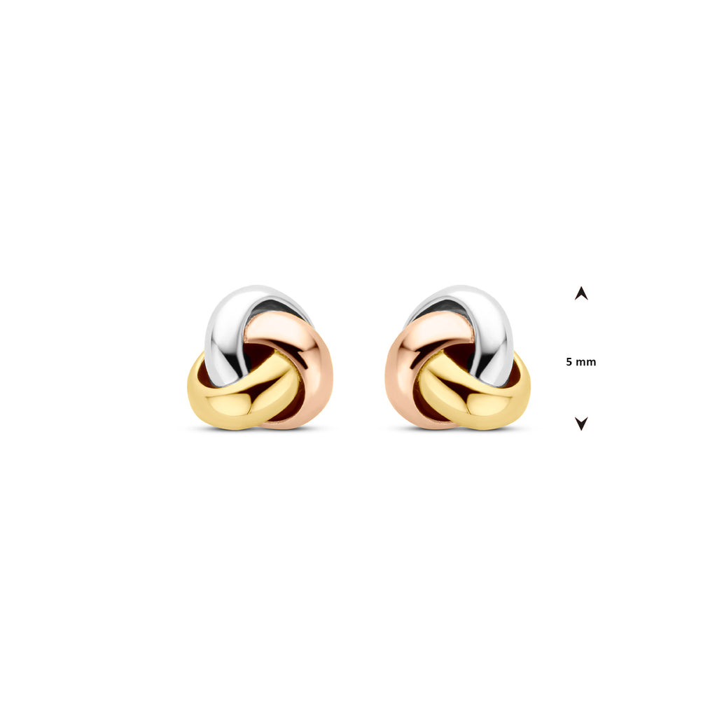Ohrstecker Tricolor-Knoten 5 mm 14K Tricolor-Gold