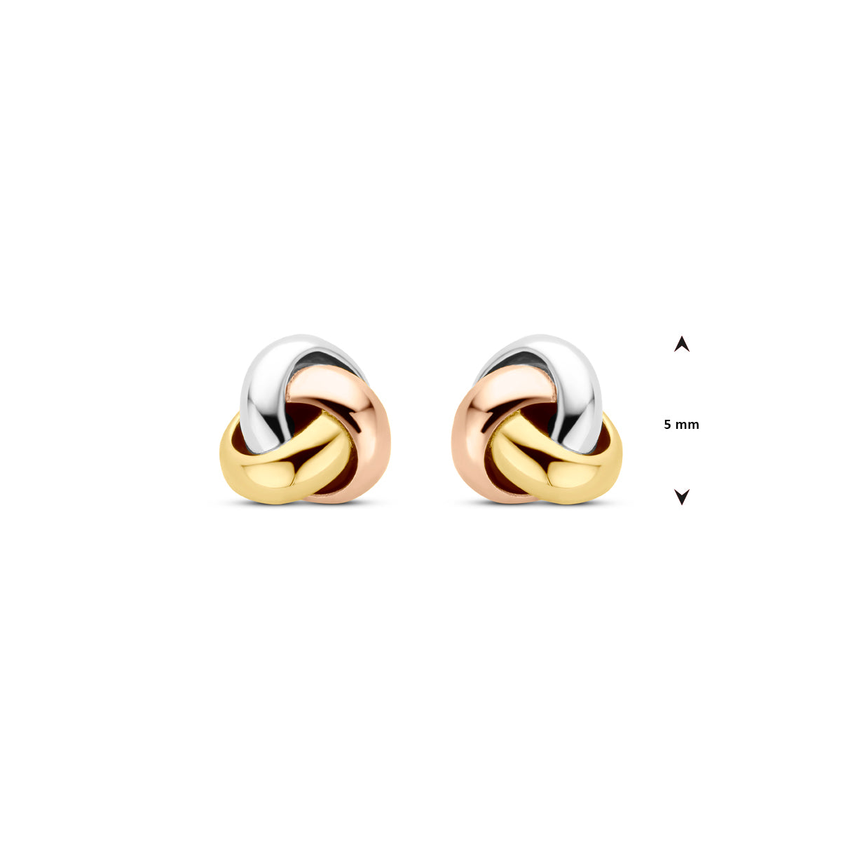 Ohrstecker Tricolor-Knoten 5 mm 14K Tricolor-Gold