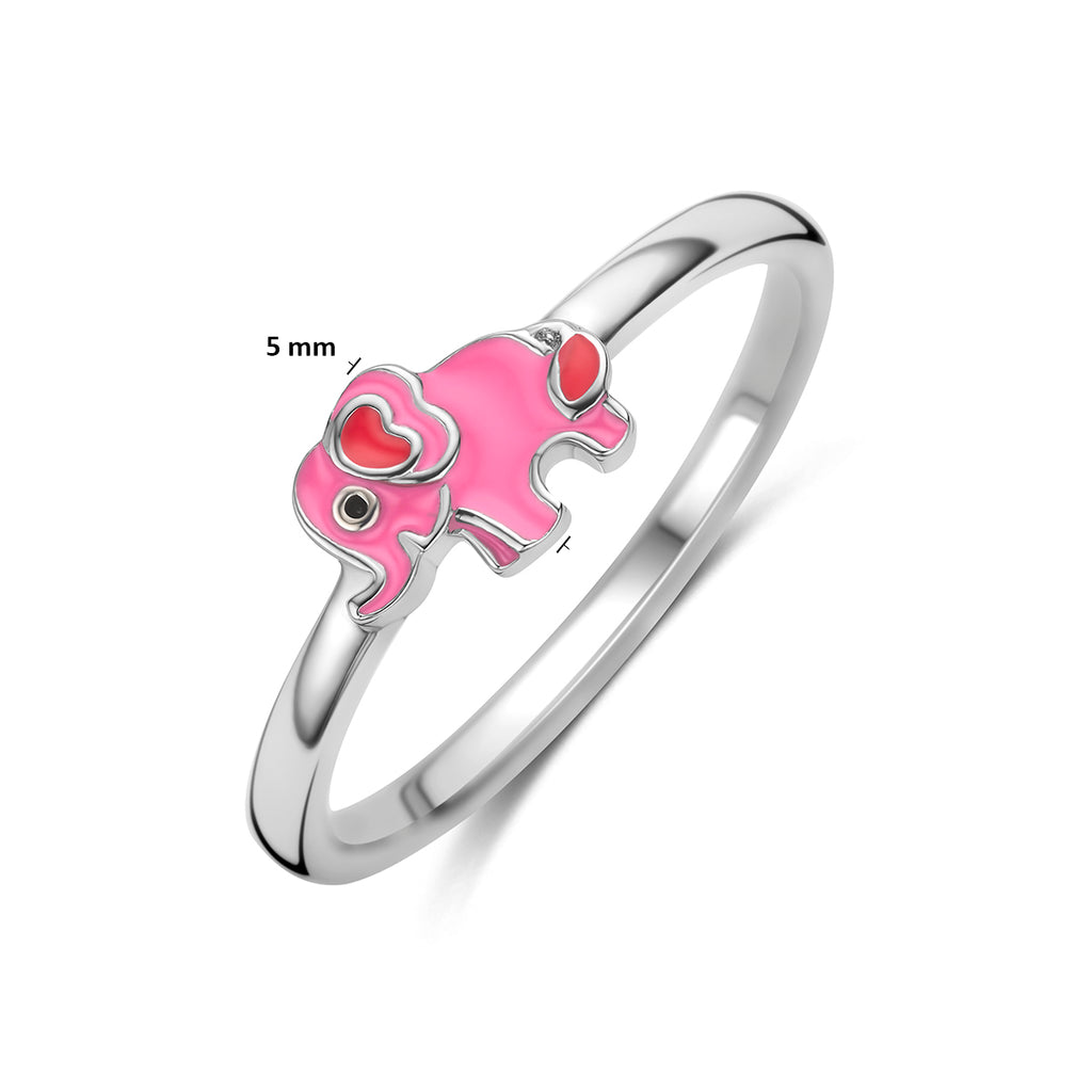 ring olifant emaille zilver gerhodineerd