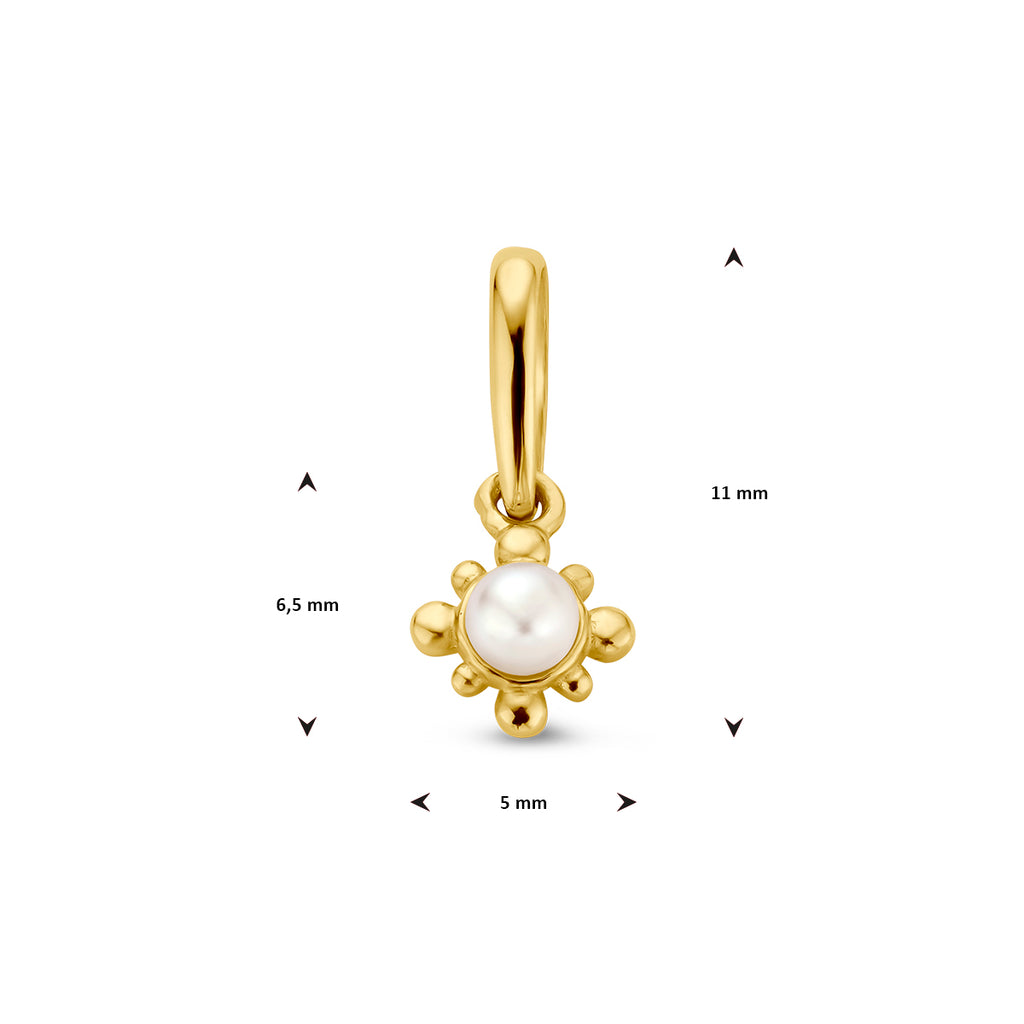hanger bloem parel 11 mm 14K geelgoud