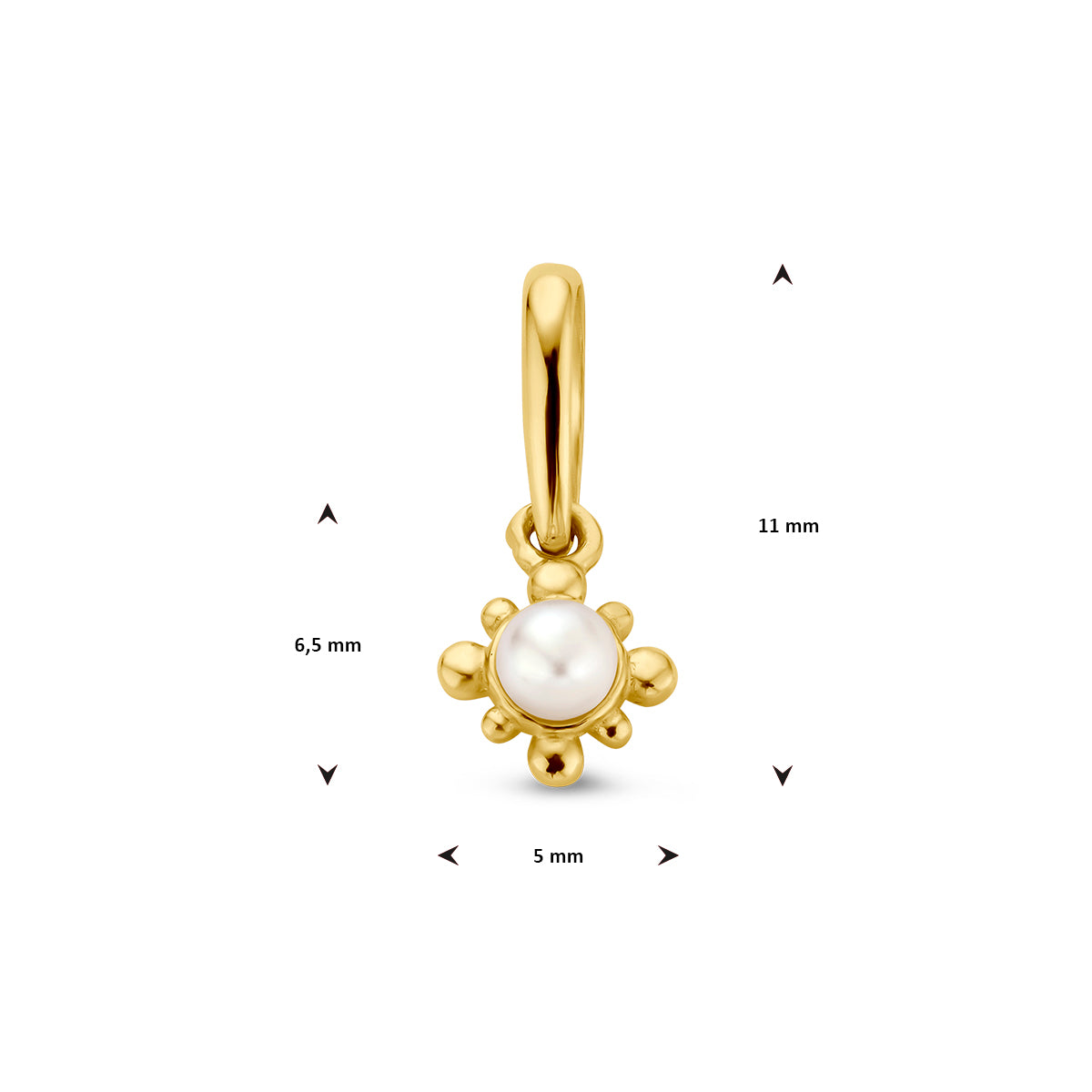 hanger bloem parel 11 mm 14K geelgoud