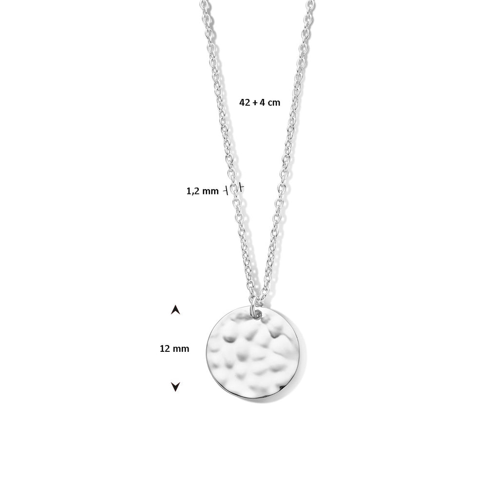 Gehämmerte Halskette 42 + 4 cm Silber rhodiniert