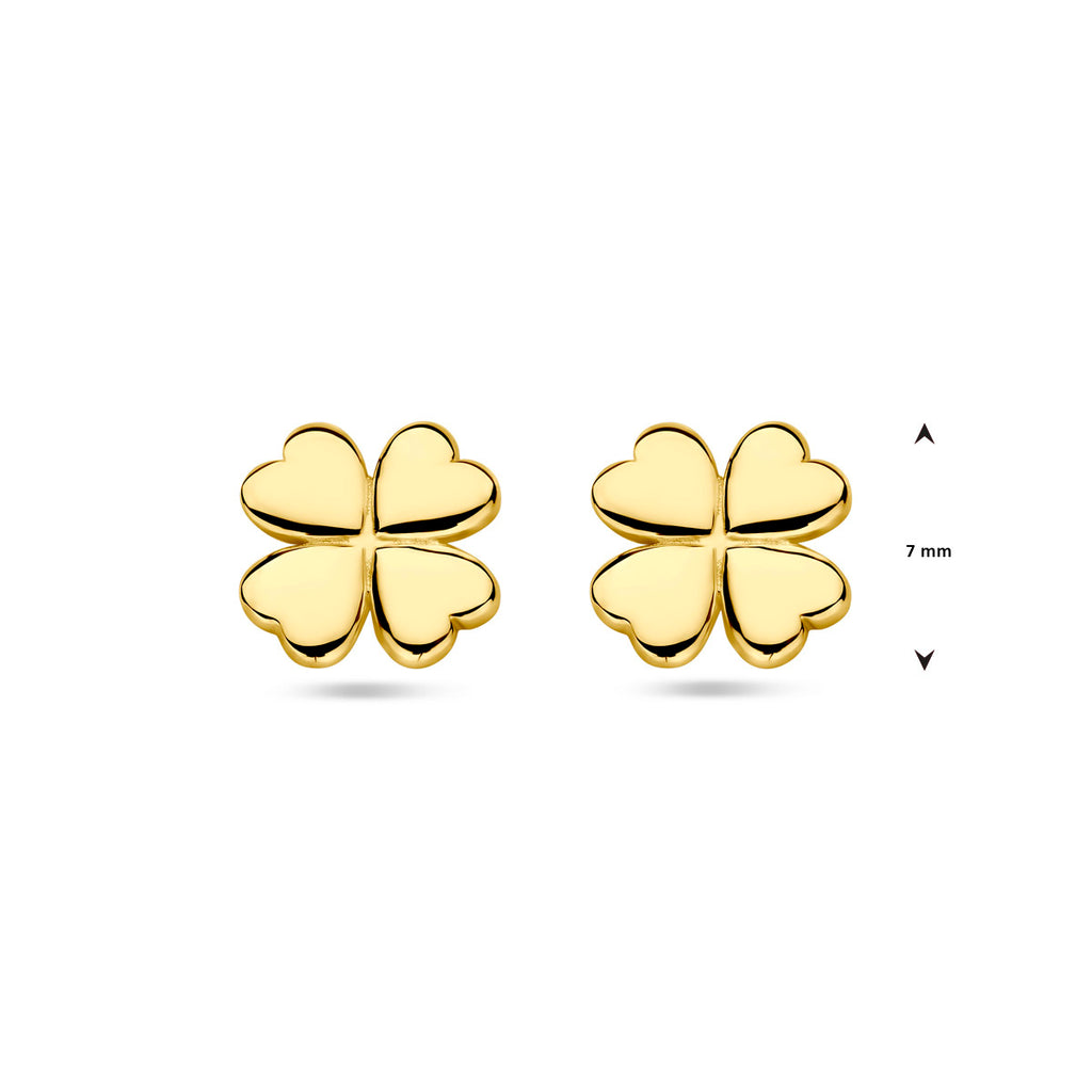 Ohrstecker Kleeblatt 7 mm 14K Gelbgold