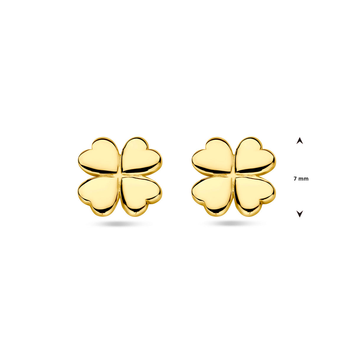 Ohrstecker Kleeblatt 7 mm 14K Gelbgold
