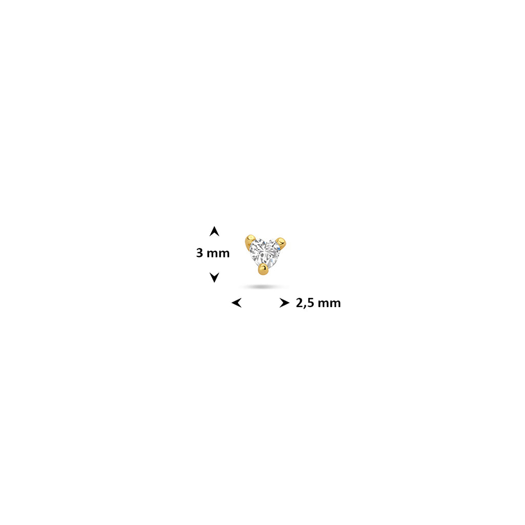 Flat Back Piercing Zirkonia Herz 3 mm 1 Mikron Gelbvergoldet