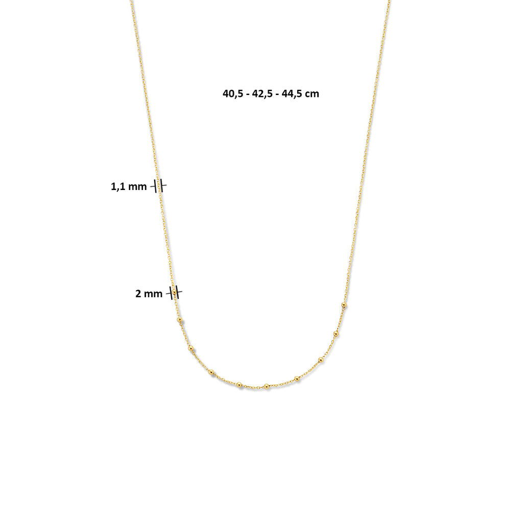 collier bolletjes 1,1 mm 40 - 42 - 44 cm 14K geelgoud