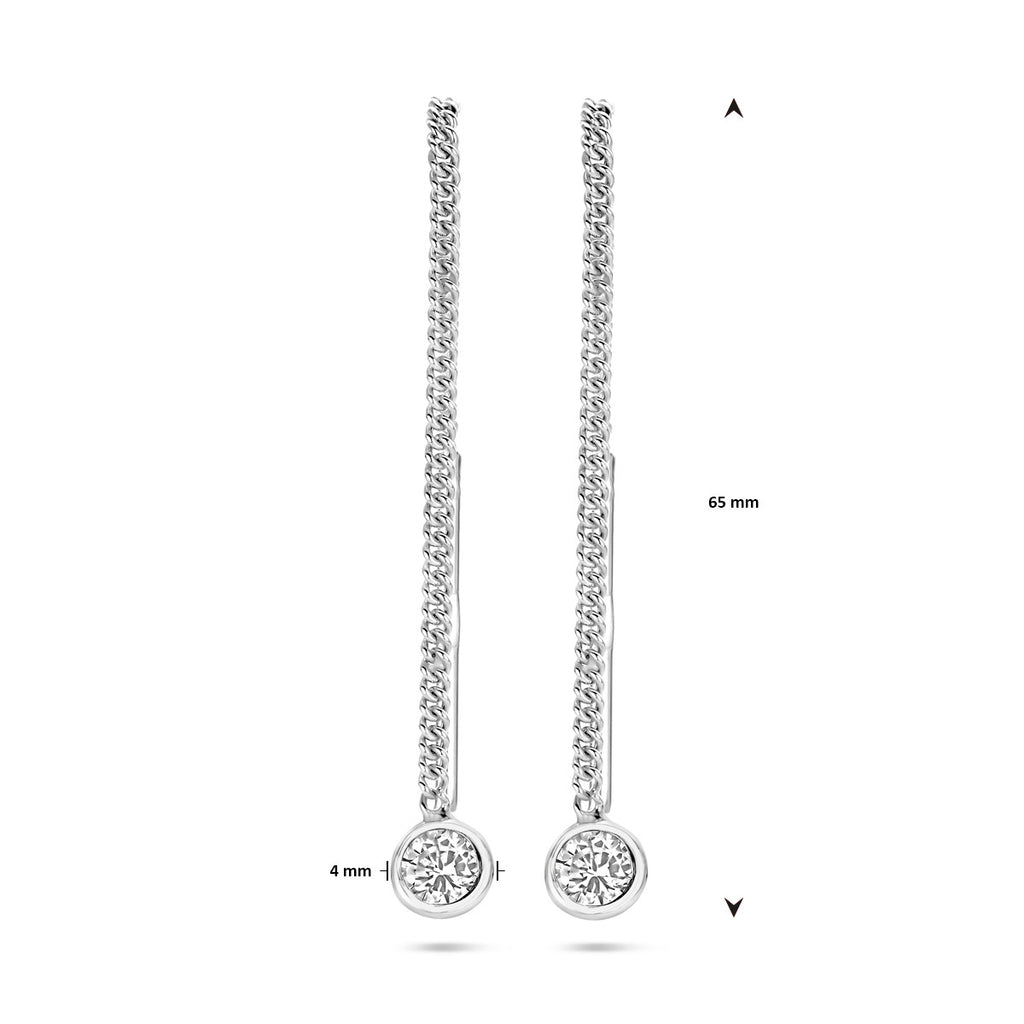 Durchziehohrringe Zirkonia 65 mm Silber Weiß