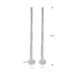 Durchziehohrringe Zirkonia 65 mm Silber Weiß