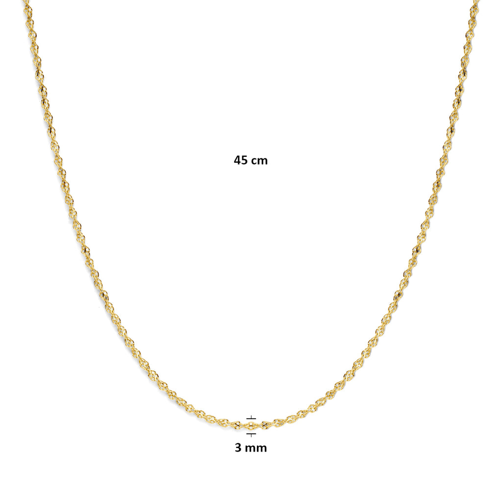 collier massief 3,2 mm 45 cm Silgold (geel met zilverkern)