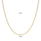 collier massief 3,2 mm 45 cm Silgold (geel met zilverkern)
