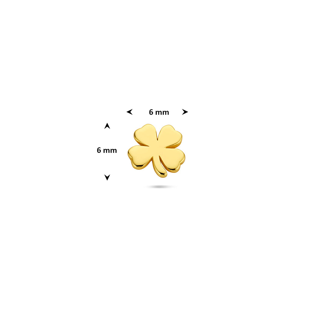 Flat Back Piercing Kleeblatt 6 mm 1 Mikron Silber vergoldet (Gelb)