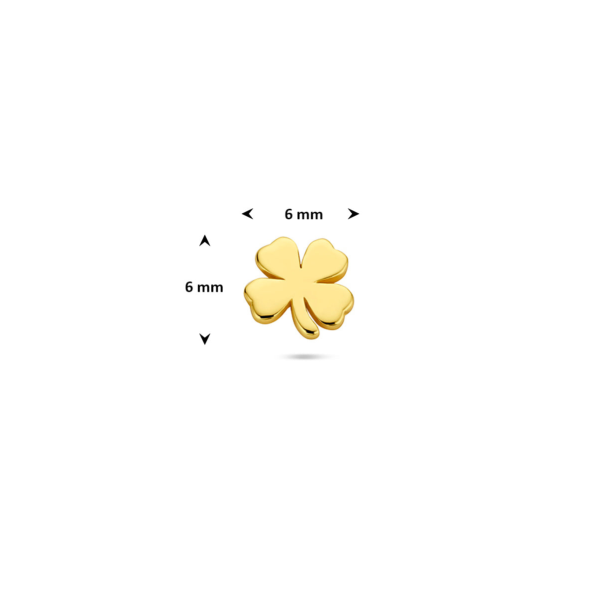 Flat Back Piercing Kleeblatt 6 mm 1 Mikron Silber vergoldet (Gelb)
