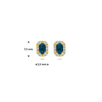 oorknoppen london blue topaas en lab grown diamant 0.16ct (2x 0.08ct) f vs 7,5 mm 14K geelgoud