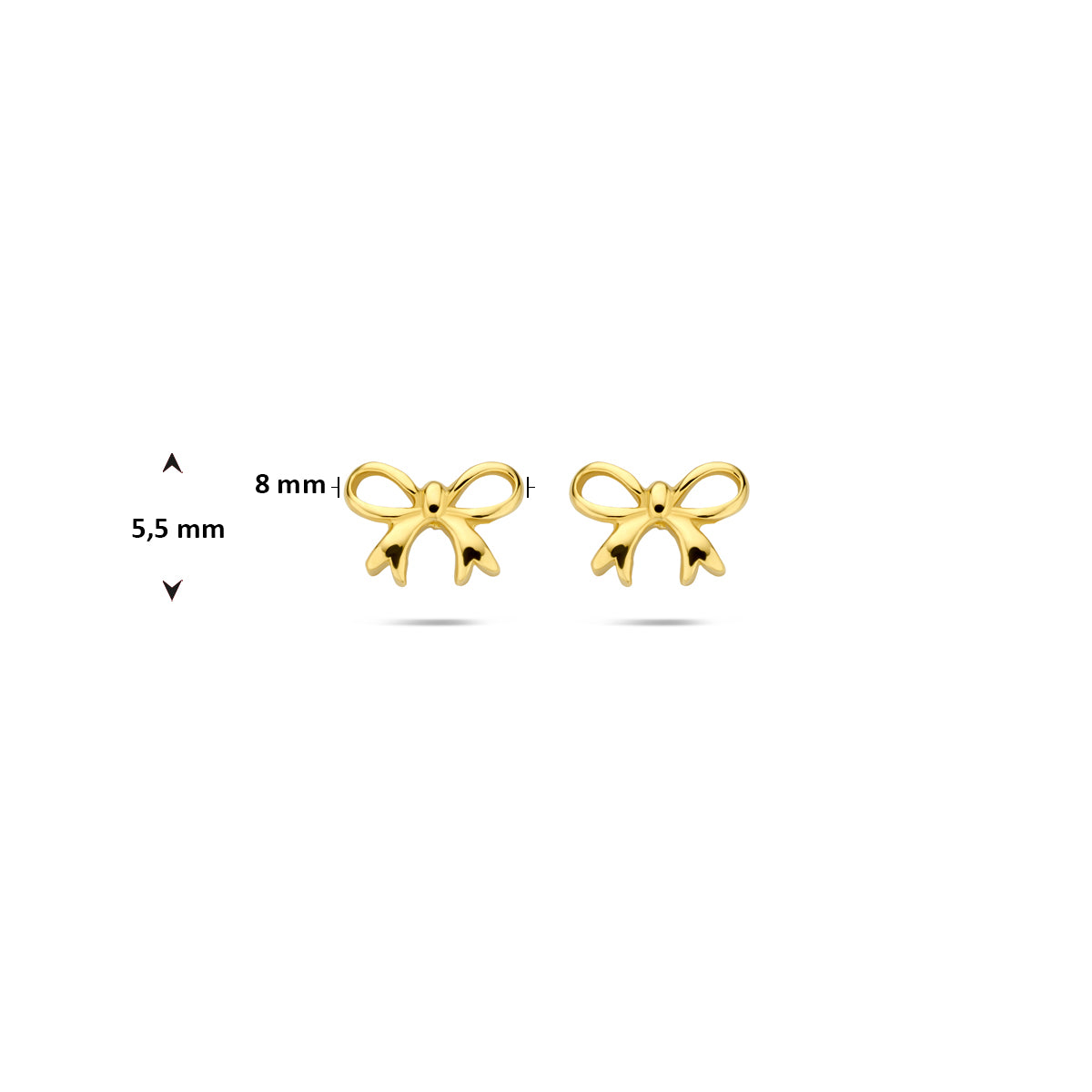 Ohrstecker Schleife 5,5 mm 14K Gelbgold