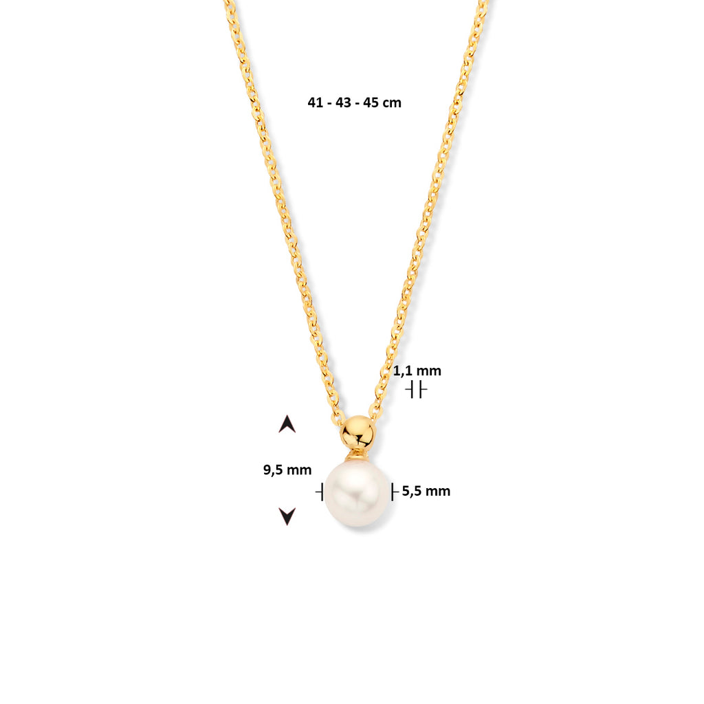 Perlenkette 41 - 43 - 45 cm 14K Gelbgold