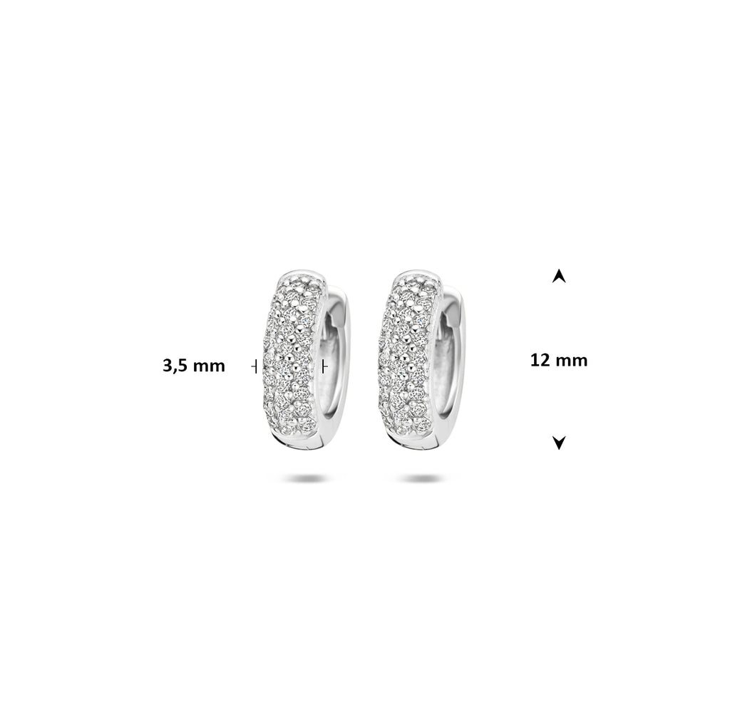 klapoorringen zirkonia 12 mm zilver gerhodineerd
