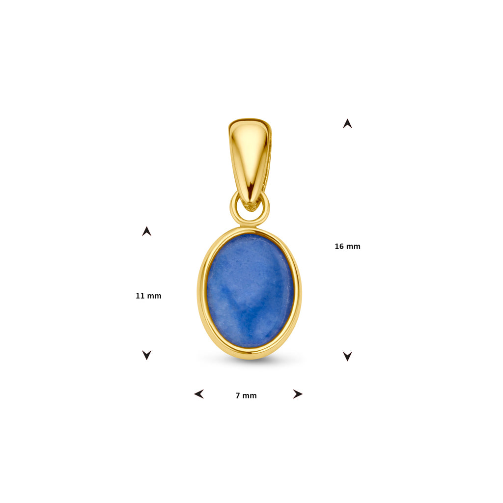 hanger blauw kwarts 14K geelgoud