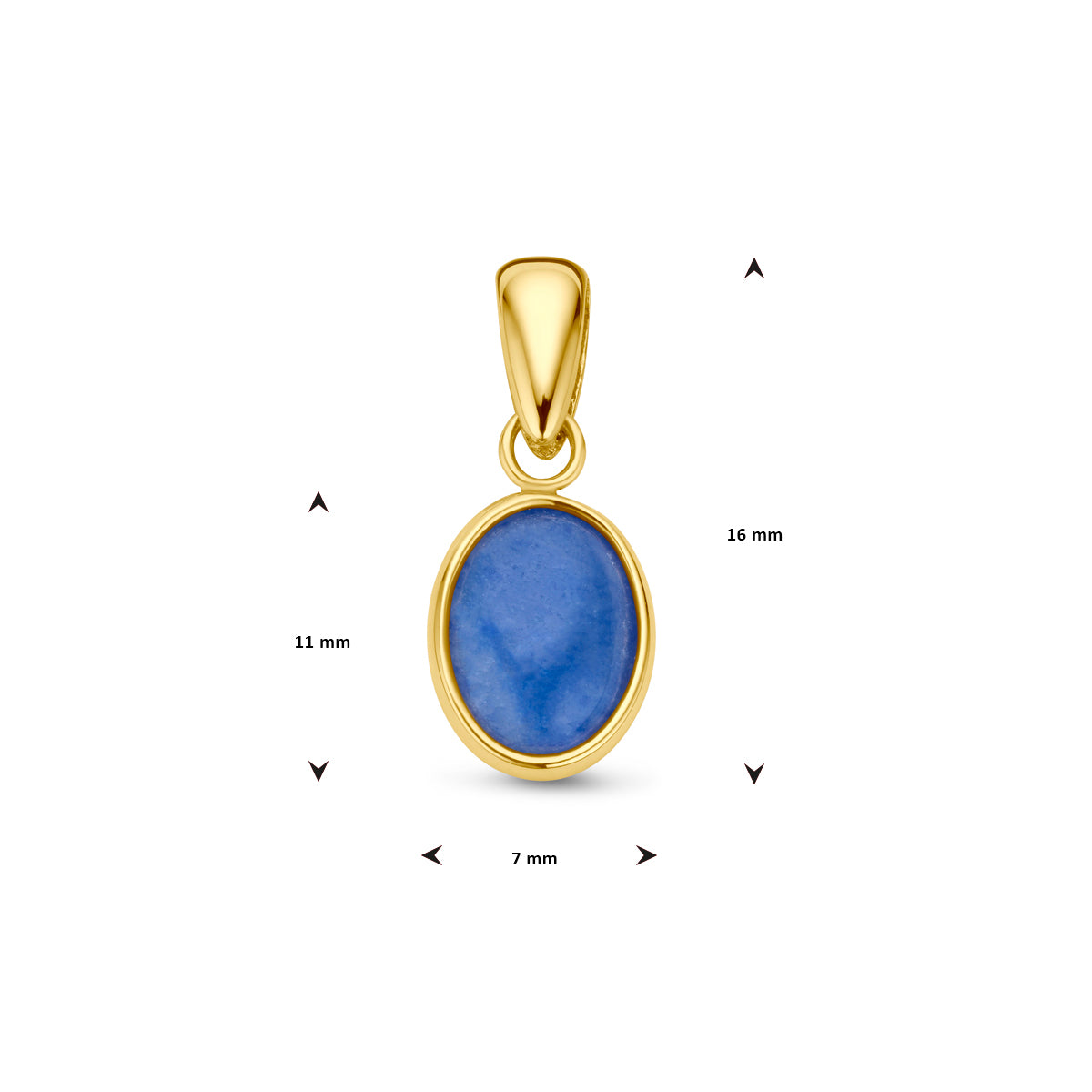 hanger blauw kwarts 14K geelgoud