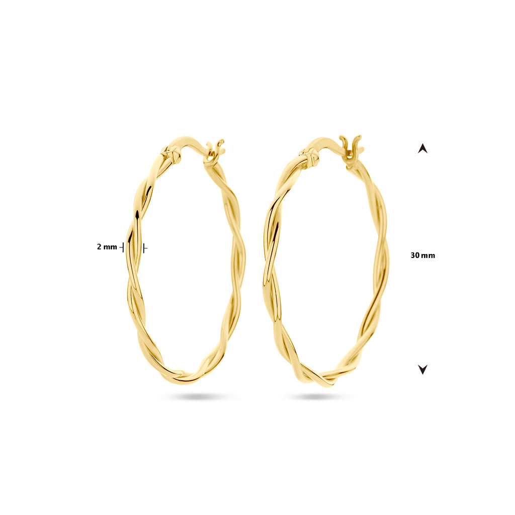 oorringen gedraaide buis 2,0 mm 1 micron zilver verguld (geel)